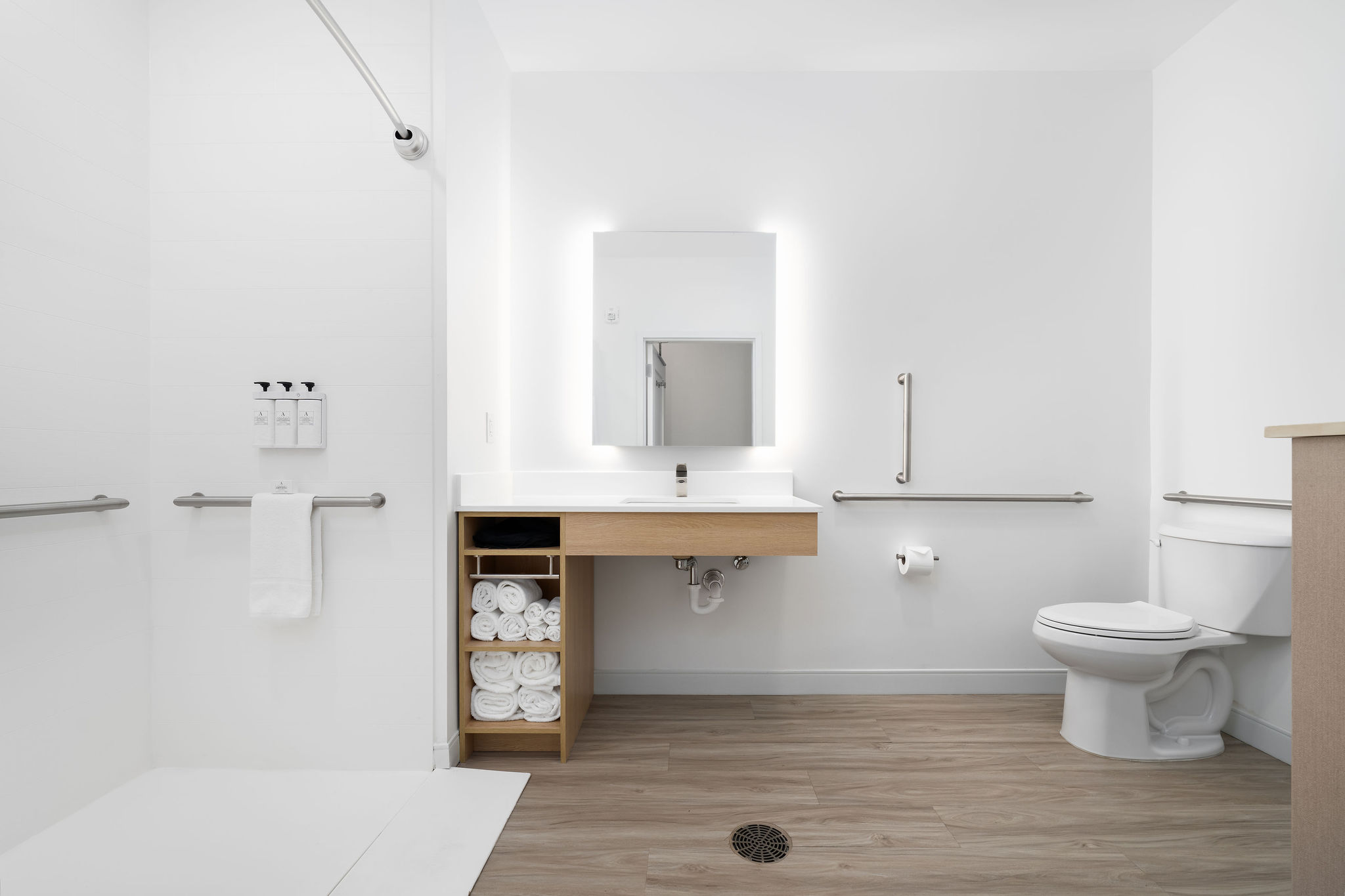Standard Queen ADA Bathroom with in-Suite Laundry